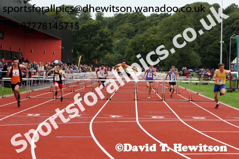 Mens and Boys hurdles at the Northern Inter-Counties under-17s and 15s at Witton Park, Blackburn. Photo: David T. Hewitson/Sports for All Pics